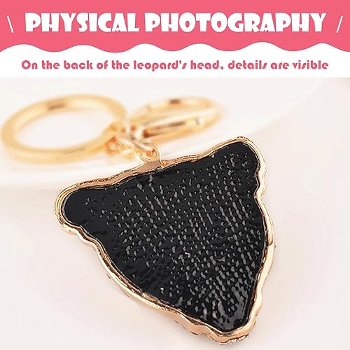 Miniatura 5 de 1 colgante decorativo para llave de automóvil, llave de control remoto con diamantes de imitación, cabeza de leopardo, para la mayoría de los