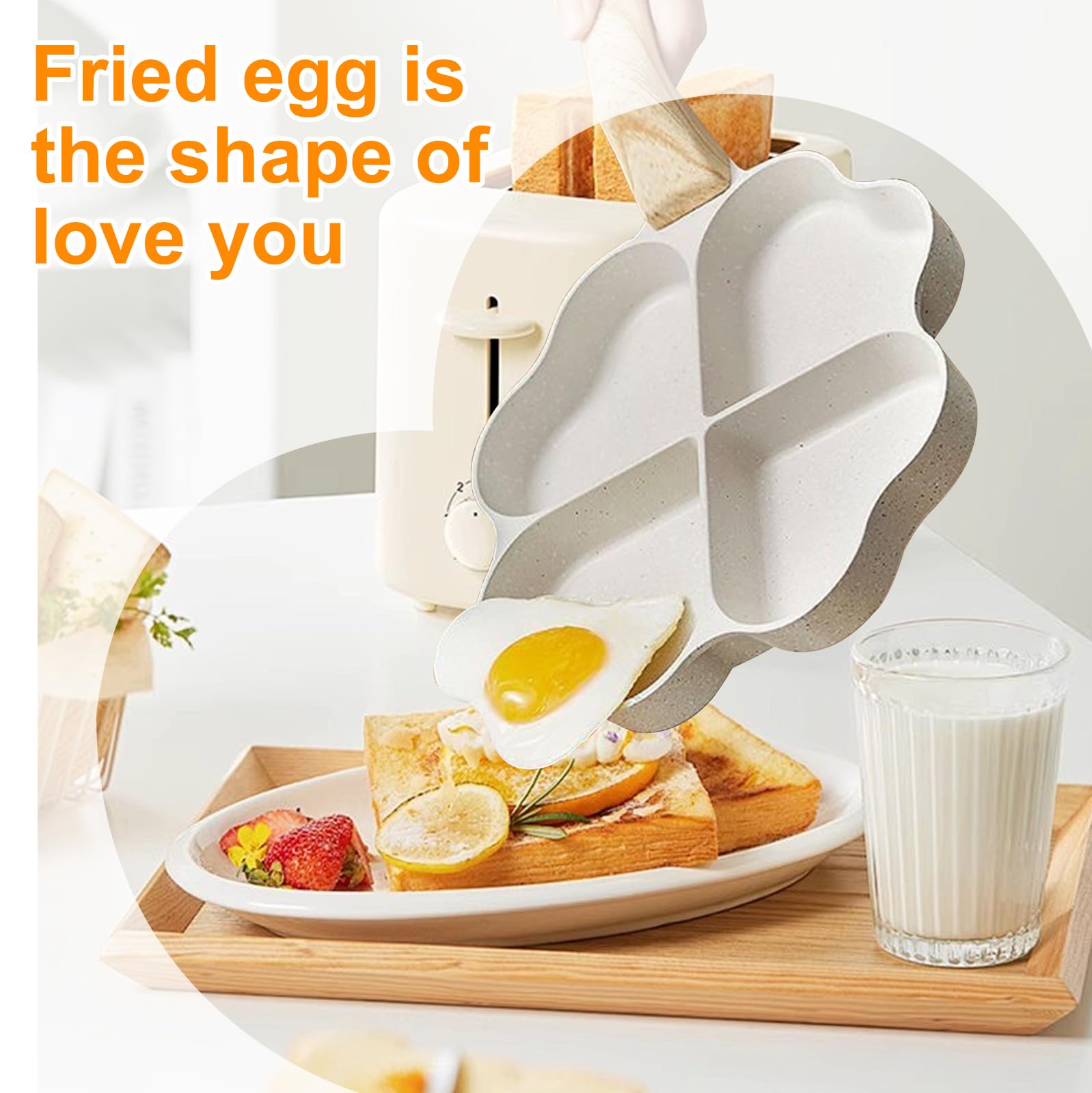 Padella Per Uova A Forma Di Cuore - 4 Fori Antiaderenti, Con Spatole In Silicone - Foto 4