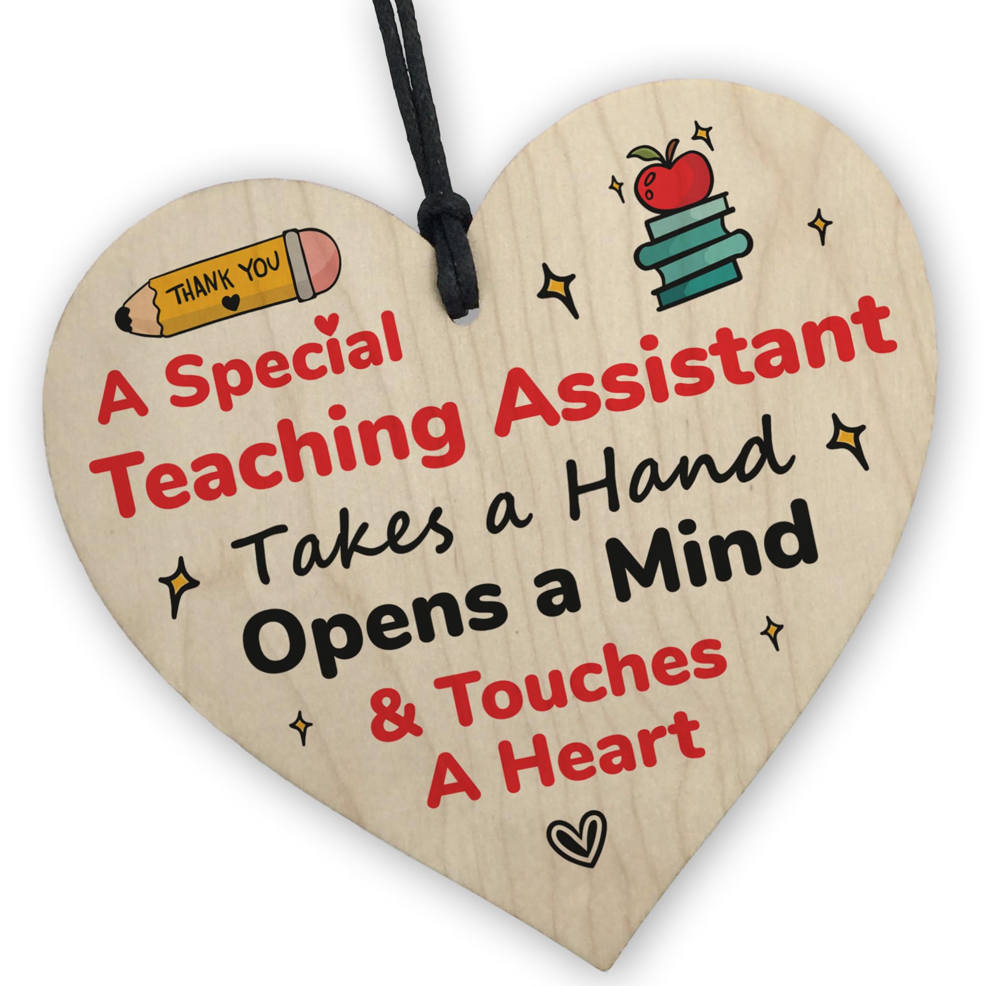 Red Ocean Special Teaching Assistant TA Wooden Heart - Thank You Gifts For Teacher Teaching Assistant - Leaving School Nursery Teacher Gifts For Women