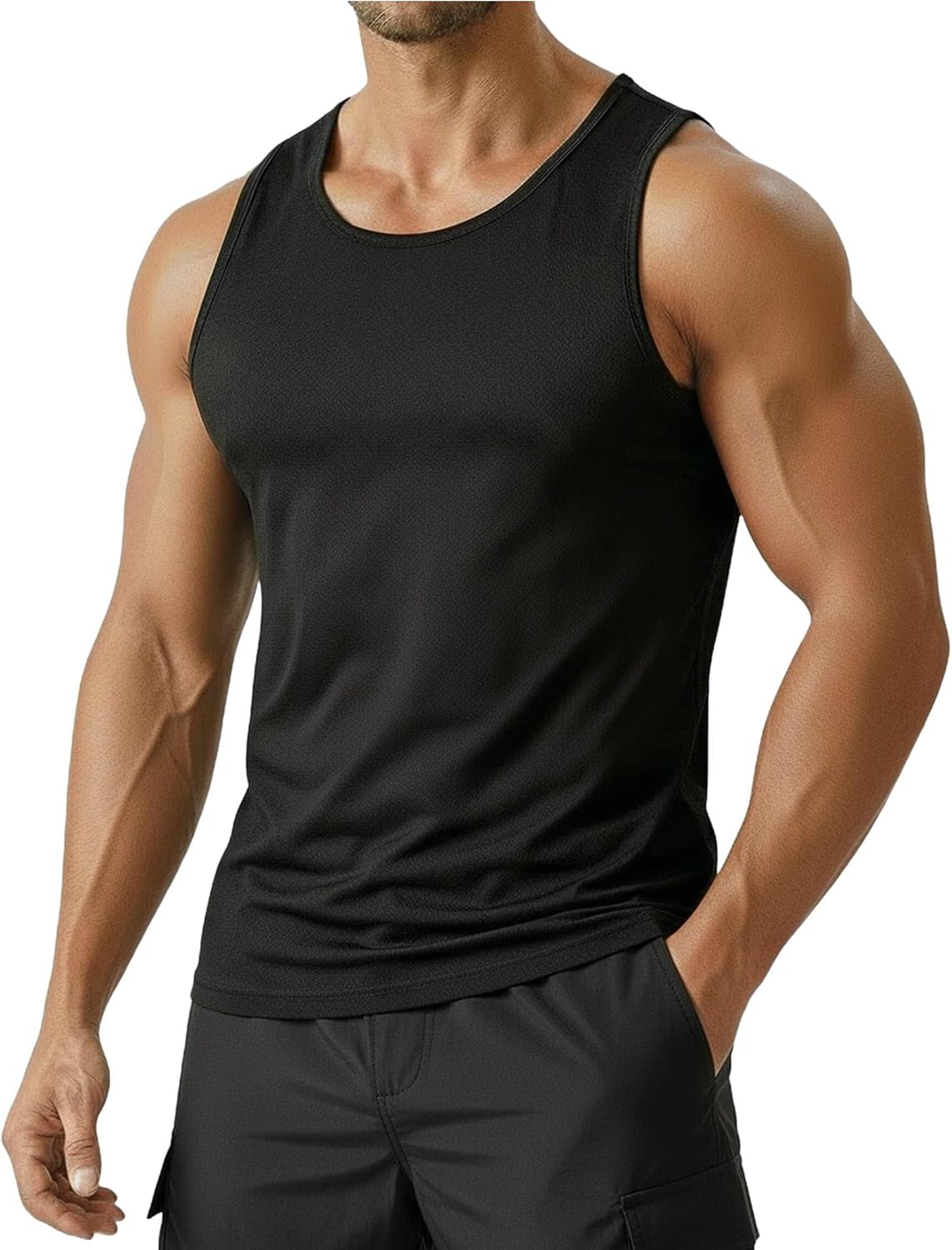 PINSPARK Men's Tank Tops UPF 50+ Quick Dry Sleeveless Athletic Shirts Gym Workout Running Beach Swim Muscle Tee Summer
