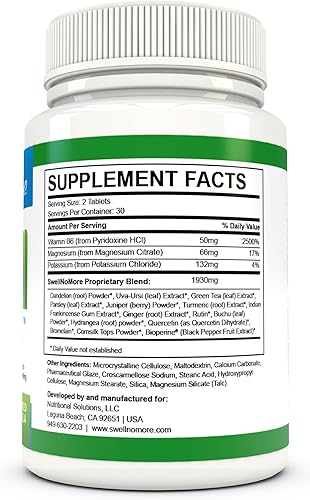Miniatura 2 de SwellNoMore Píldora diurético natural reduce la hinchazón del edema, pies hinchados, piernas hinchadas, tobillos hinchados, ojos hinchados,