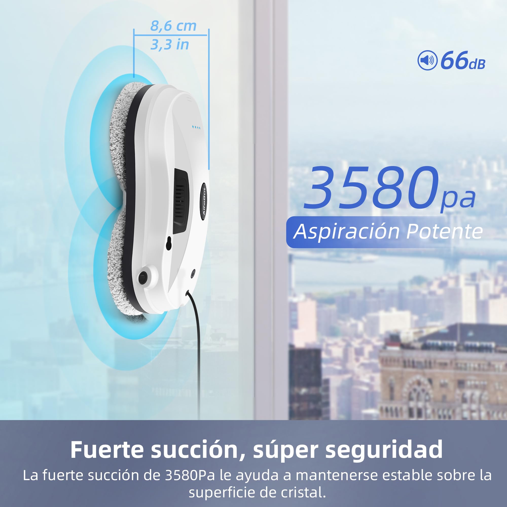 AlfaBot X7 Robot Limpiacristales, Robot Eléctrico para Limpieza de Ventanas con Pulverizador de Doble Dirección y Tanque de 50ml para Lavar Todas Las Superficies Lisas