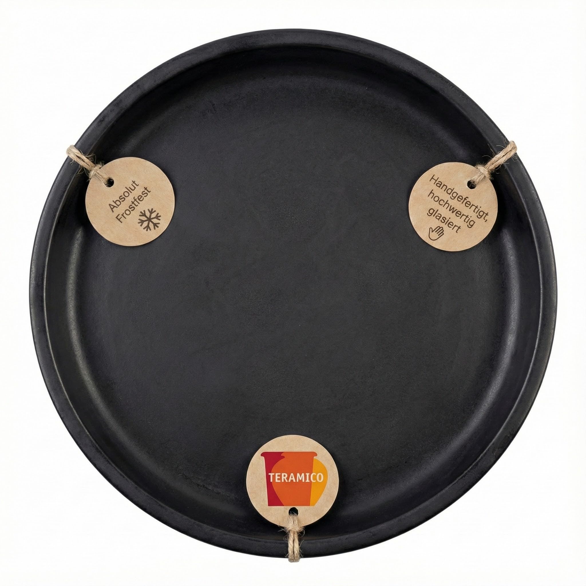 Teramico Plato para plantas de cerámica esmaltada, resistente a las heladas y al invierno, también como bebedero para pájaros, bonito diseño (antracita, 45 cm)