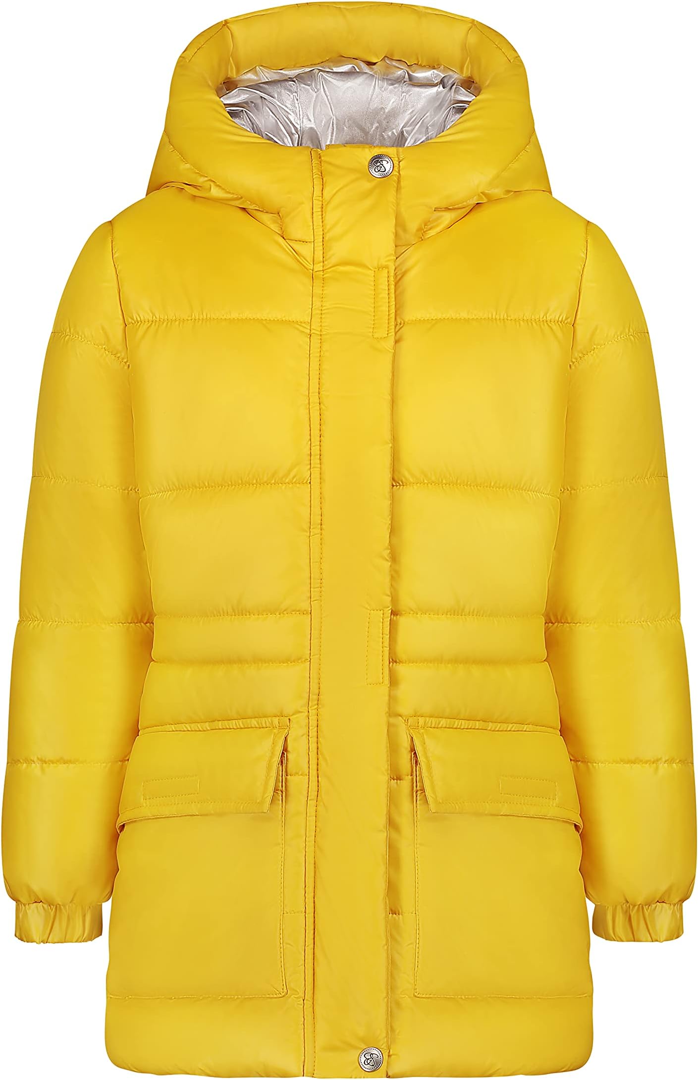 Jessica SimpsonGirls' Heavyweight Jacket with Cozy Trim, Golden Yellow Foil Hood, 6X, Golden Yellow Foil Hood, 6X