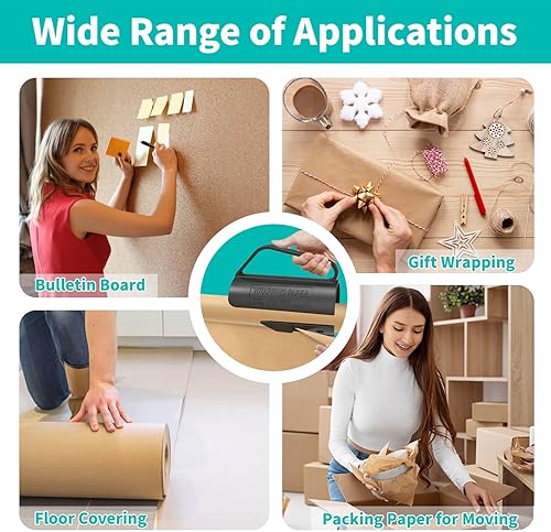 Miniatura 6 de Egcina Cortador de rollo de papel de regalo, papel kraft marrón de 17 x 600 pulgadas (50 pies) con kit de herramientas deslizante para embalaje de