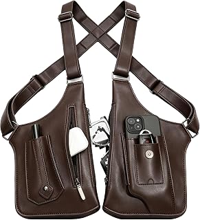 Brown Underarm Shoulder Bag for Men, Leather Double Shoulder Armpit Bag