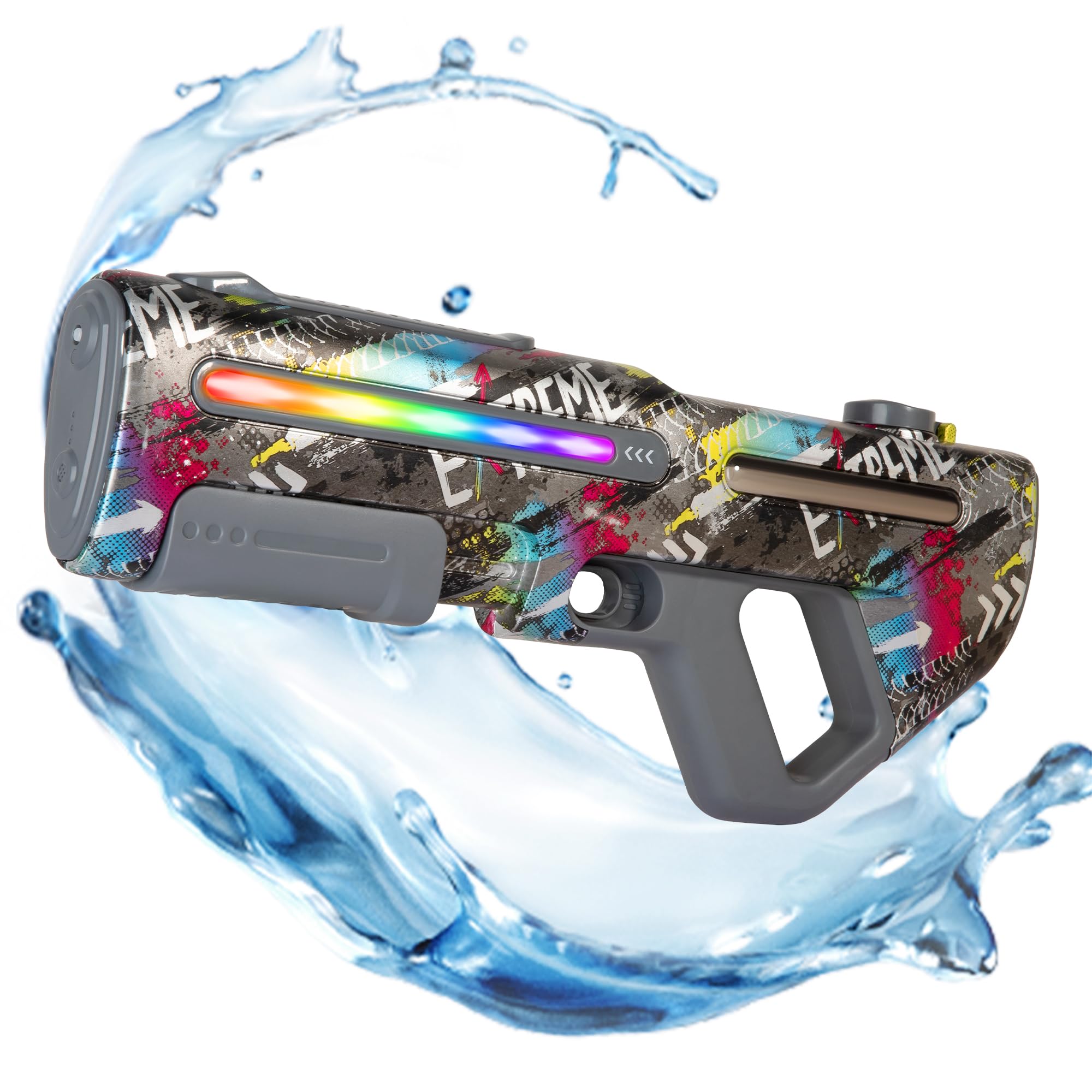 EMERBU Electric Water Squirt Gun with LED Light - 7.4V High Power - Auto?Manual Modes - Automatic Water Absorption - High-Capacity - Summer Outdoor Beach Pool Garden Games for Adults Kids Ages 14+