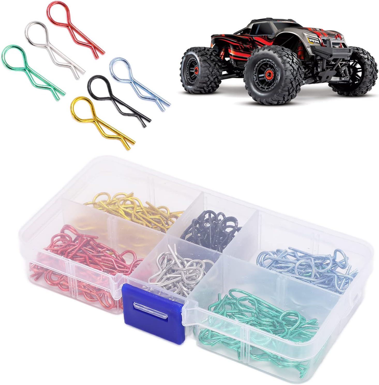 VGEBY RC Car Metal Clip,RC Body Clips Universal Colourful Curved Design R Shape Pins for 1:10 1:12 RC Model Car RC Accessories - Image 3