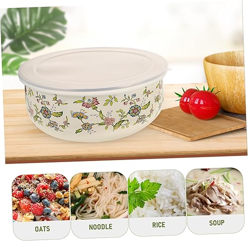 Miniatura 9 de BESTOYARD 5 unidades de esmalte esmaltado recipiente para ensalada, cuenco para servir tazón de mezcla de esmalte para hornear, cuencos de frutas