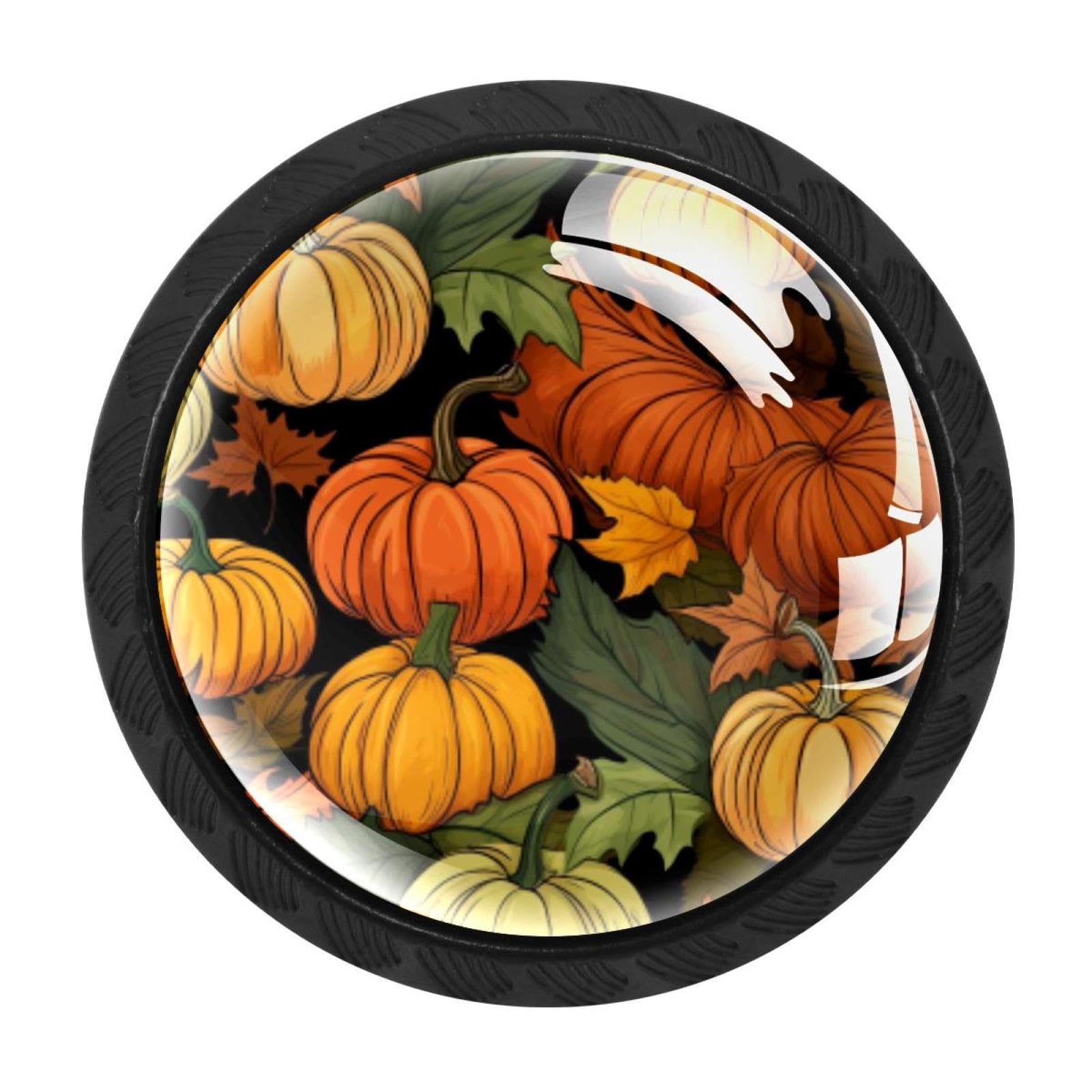 CHENZZZZ 4 Pieces Thanksgiving Pumpkin Drawer Knobs, 35mm Black Cabinet Knobs, Drawer Pulls and Knobs, Dresser Drawer Knobs, Cabinet Hardware Kitchen Cabinet Knobs