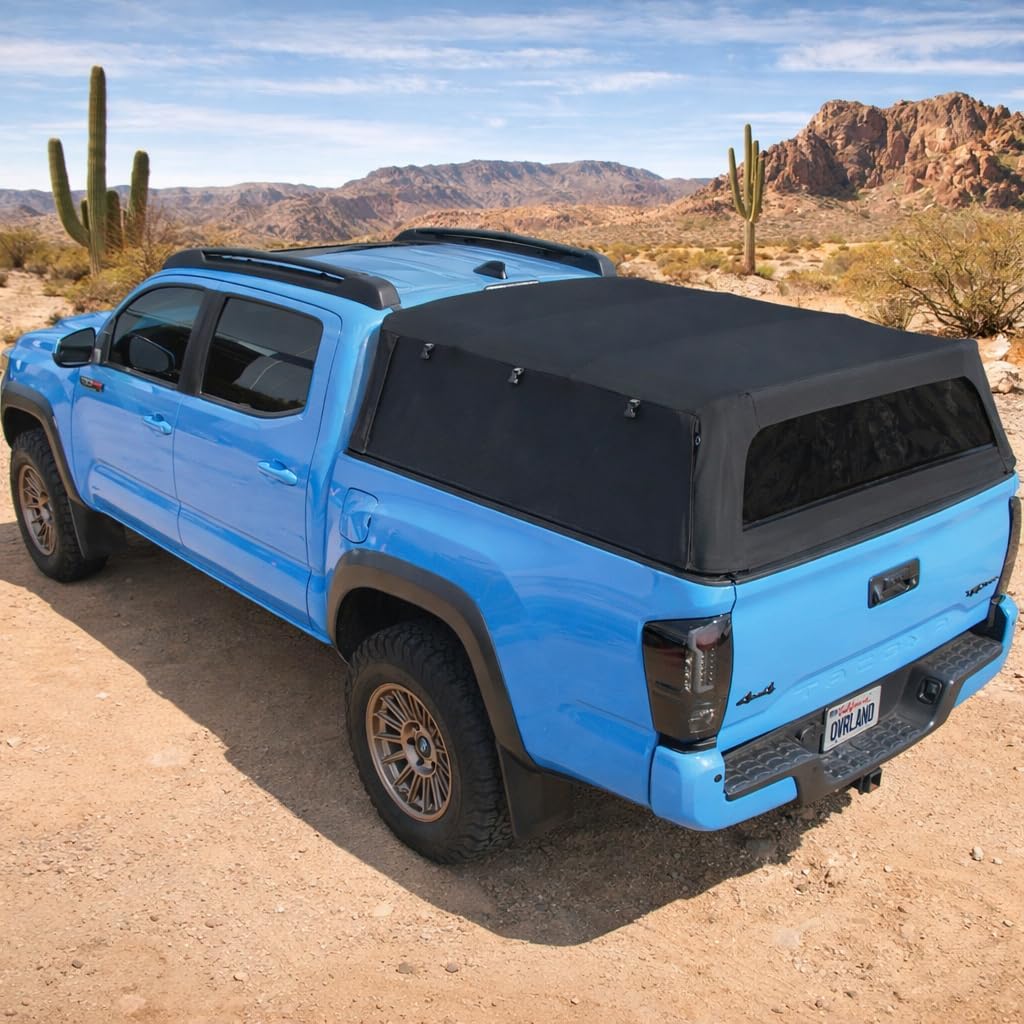 Overland Vehicle Systems Explorer Soft Shell - Black Diamond Canvas and Aluminum Frame for Use with 2016-2023 Toyota Tacoma 5' Bed