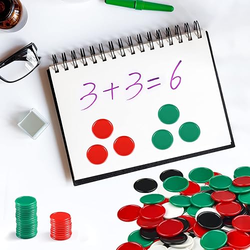 Vista 12 de Coopay Fichas de póquer de plástico de 1 1/2 pulgadas, contadores de aprendizaje, discos de conteo de fichas de bingo, marcadores para práctica