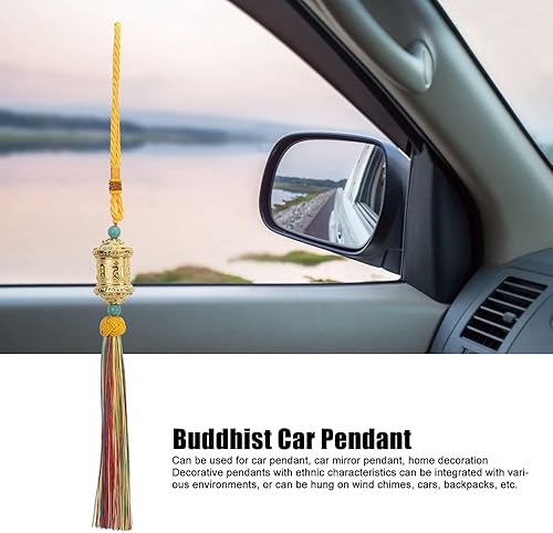 Miniatura 4 de Adornos budistas para colgar en el auto, rueda de oración budista, adorno de Feng Shui, decoración para el hogar, coche, colgar en el espejo