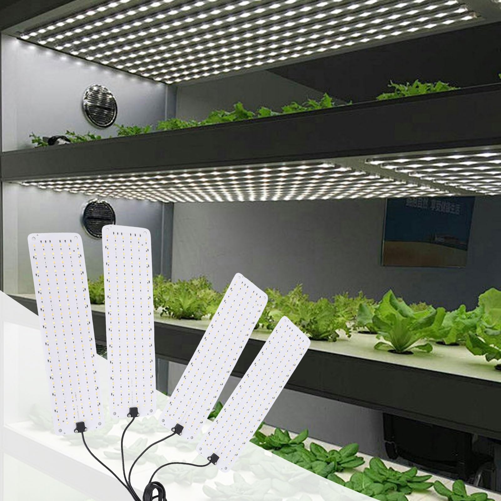 Luz LED de cultivo, luces de espectro completo para plantas de interior con temporizador automático, lámpara de cultivo de alto ahorro de energía PPFD para verduras, flores y (4 cabeza)