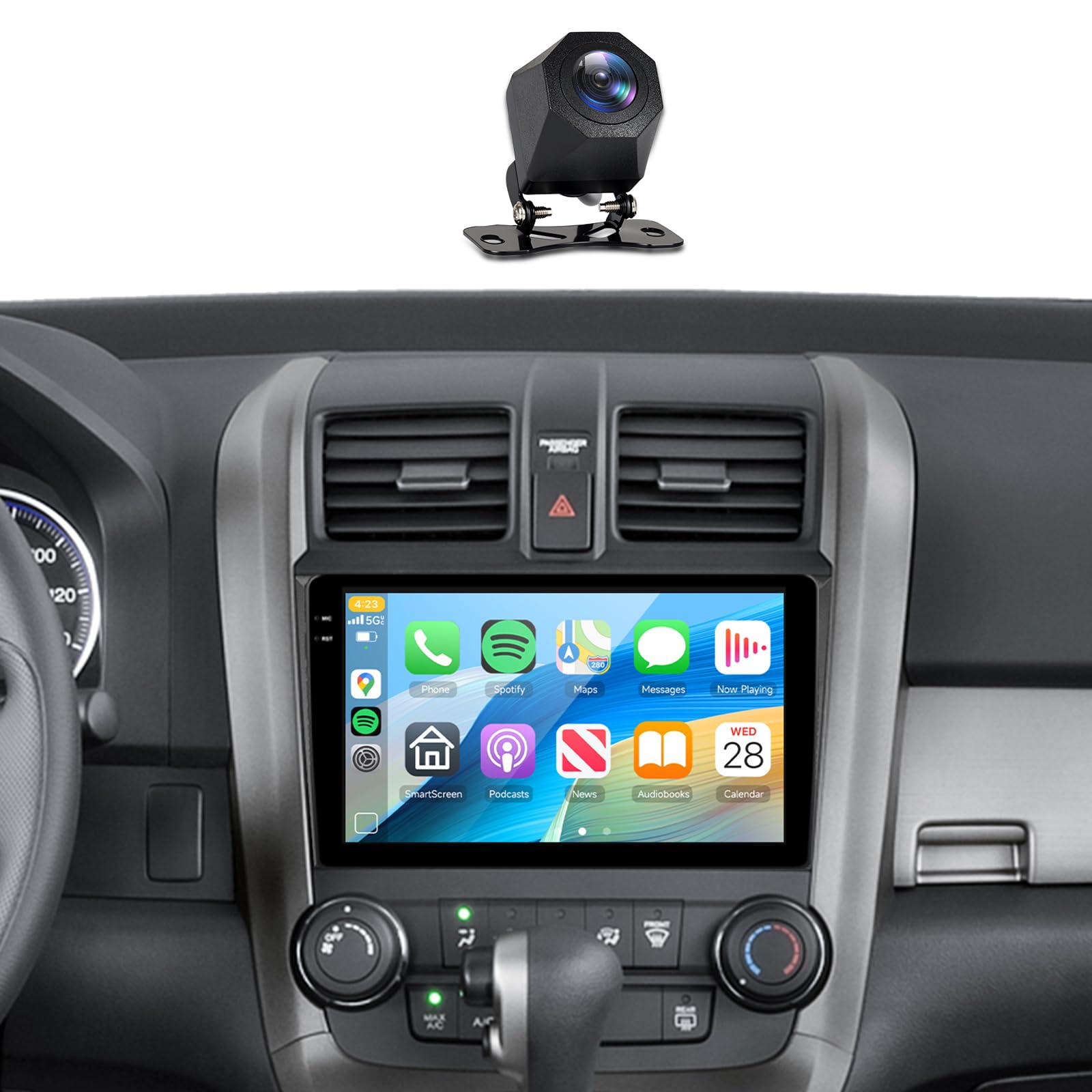 [2+64G] Car Stereo for Honda CRV 2007-2011 Wireless Carplay Android Auto,9" Touch Screen Radio, Android/GPS/WiFi/EQ DSP/UI/Bluetooth5.0/SWC/Backup