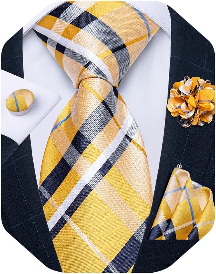 yellow plaid tie