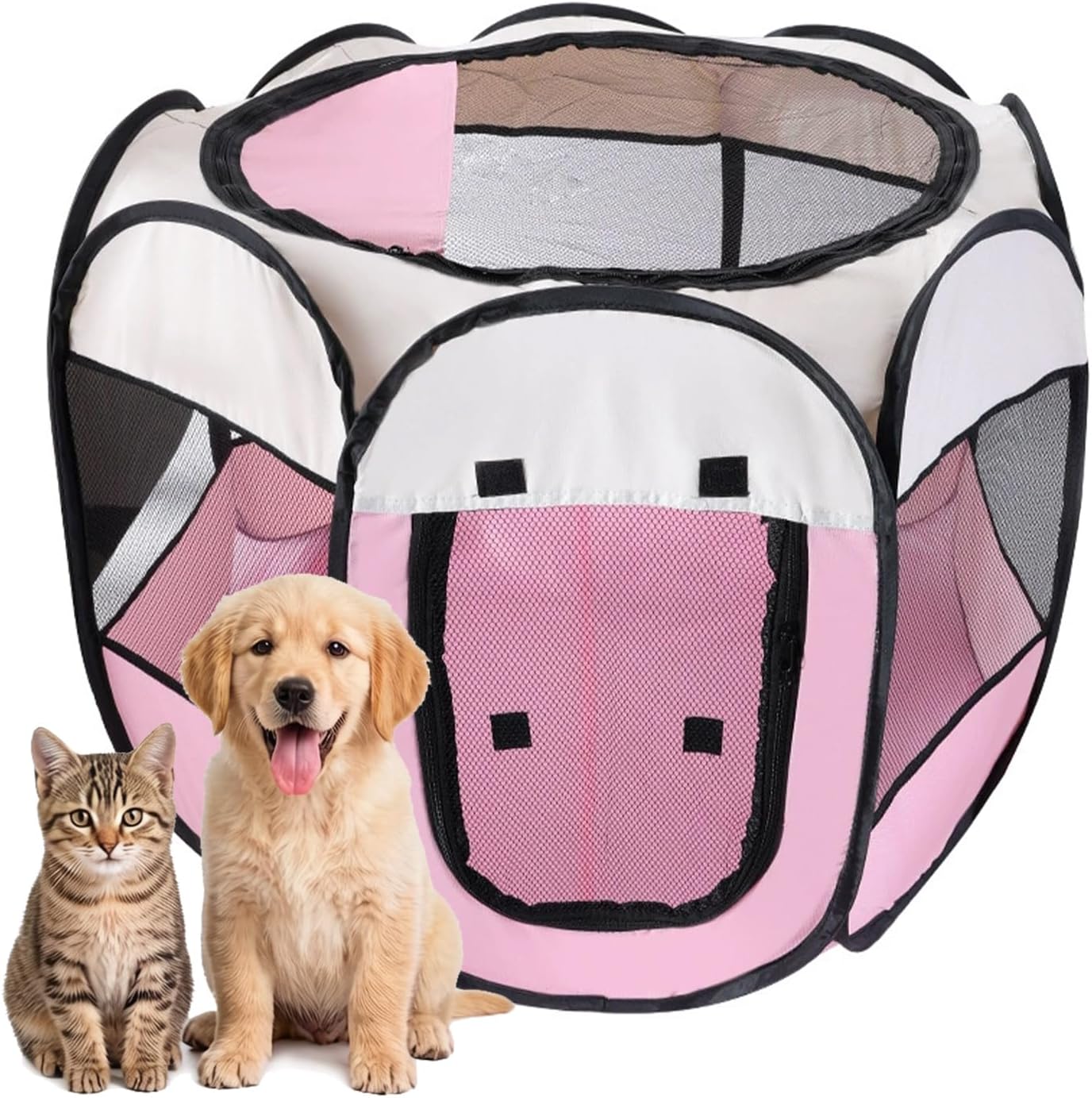 Multifunctional Animal Tent Cage:The Perfect Portable Enclosure for Indoor and Outdoor pet Safety.Featuring a Foldable,Durable Design for Secure Playtime Anywhere. Gray 44.8/44.8/22.8in