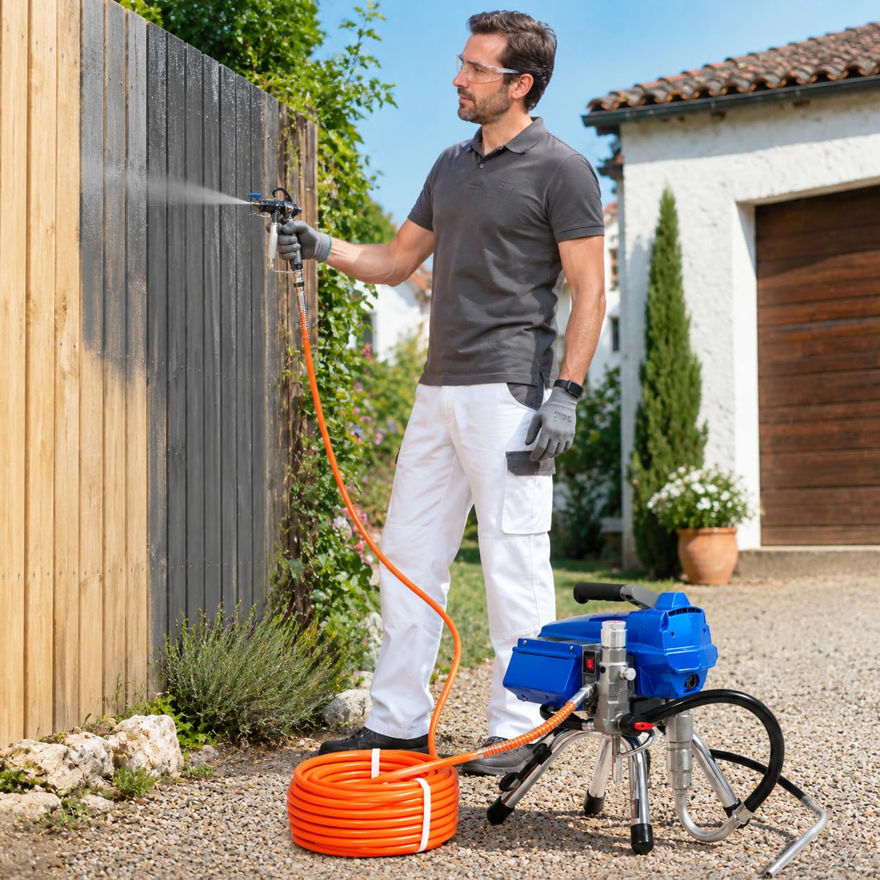 Aerosol Profi Airless 3000 W, pulverizador con control de presión, pulverizador de 23 MPa, sistema de pulverización de alta presión Airless 2,7 L/min (azul)