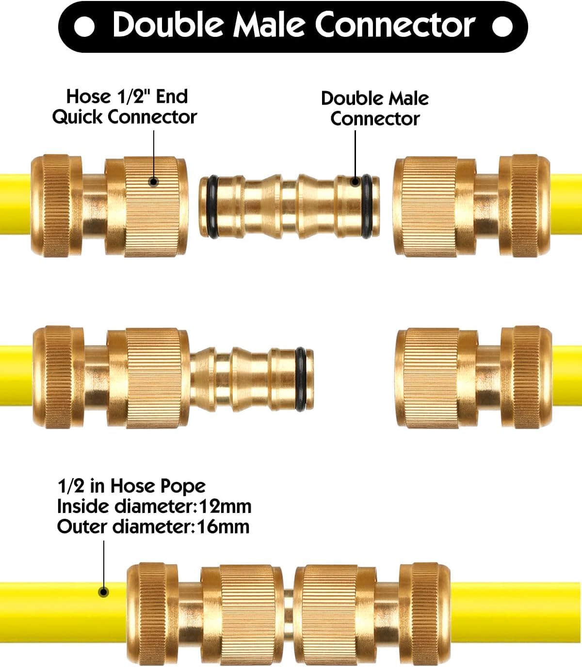 Wzzy Gurden 8 Pack Heavy Duty Brass Garden Hose Quick Connect Splitter Kit - Image 4