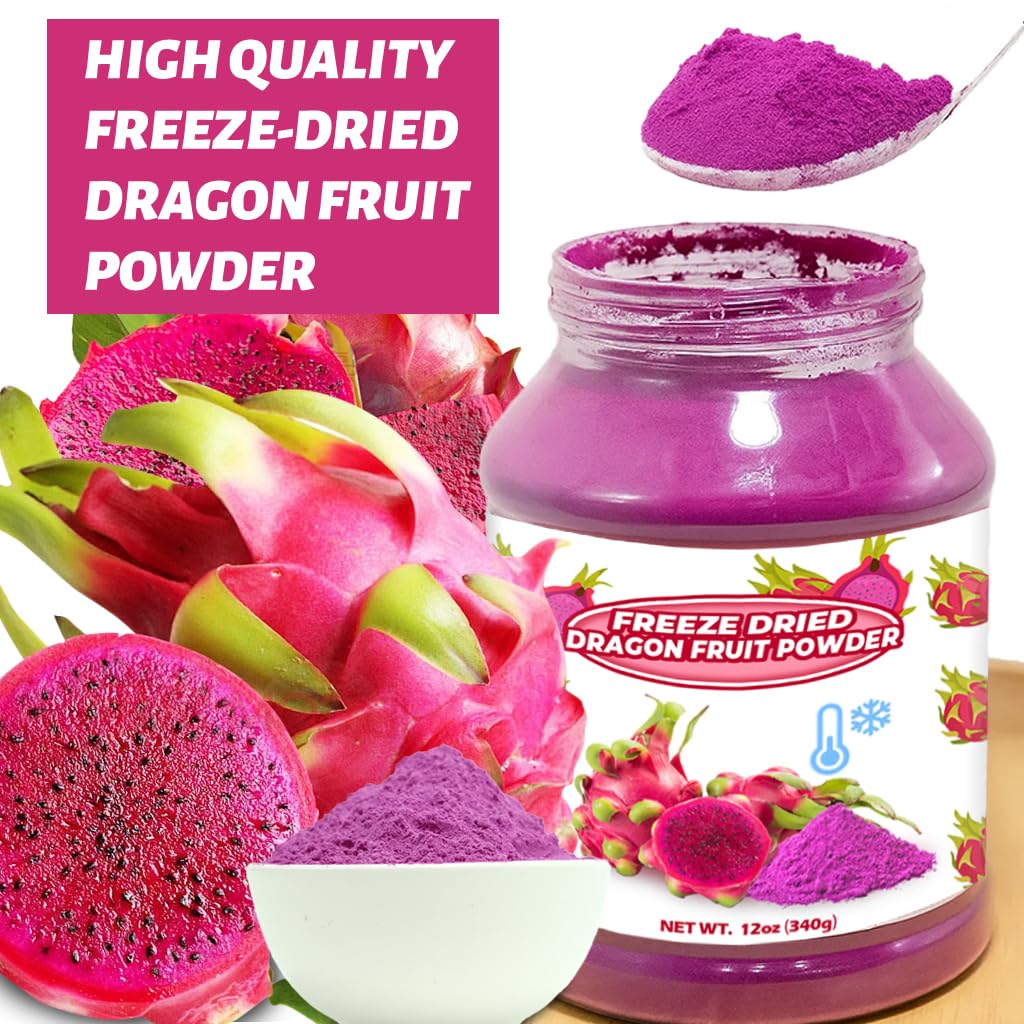 12oz Freeze Dried Dragon Fruit Powder, Red Pitaya Powder for Drinks, Smoothies, Dragonfruit Syrup, and Natural Food Coloring - All Natural & Vegan, No Additives or Sugar Added - Image 7