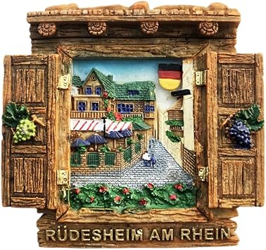 Germany 3D Rhine Rudesheim Fridge Magnet Souvenir Gift,Resin Handmade Rudesheim Refrigerator Magnet Home & Kitchen Decoration Collection