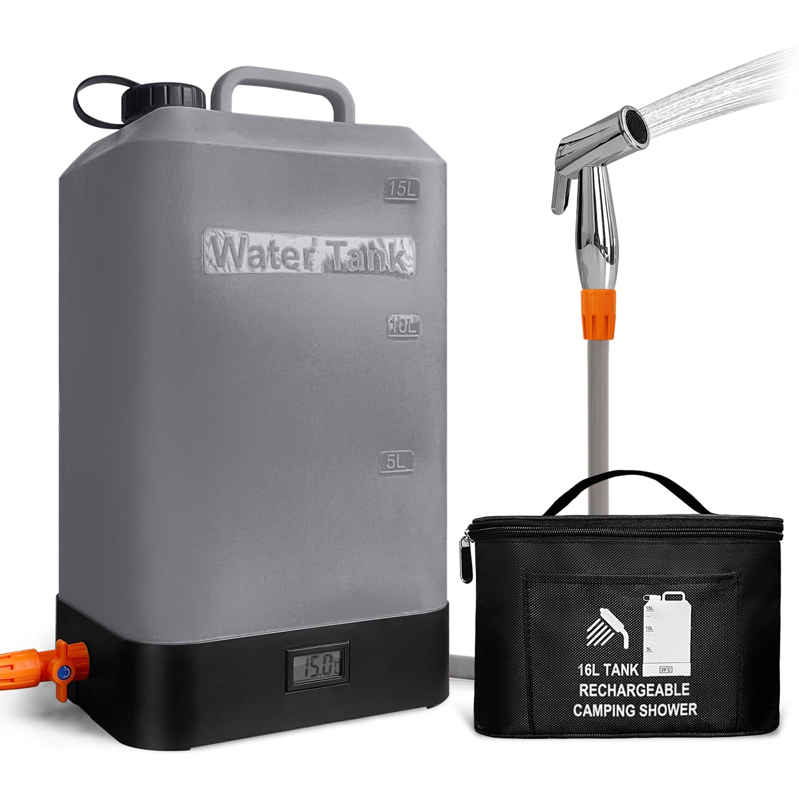 Sac de douche pour extérieur portable de camping 16L rechargeable HUIOP