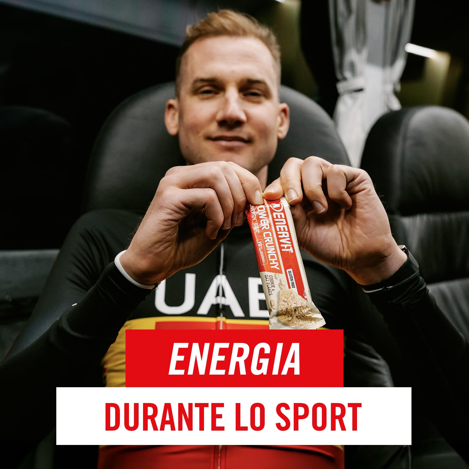 Enervit, Power Crunchy Choco Drops, Barretta Energetica con Gocce di Cioccolato Fondente, 23g di Carboidrati, 19% di Proteine, Adatte Durante l'Attività Sportiva, Senza Glutine, 12 Barrette da 40g