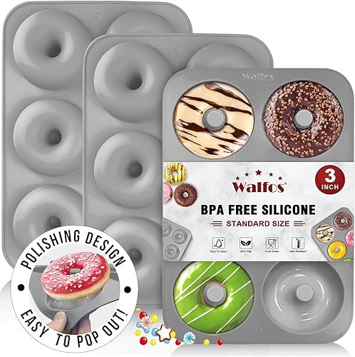 Miniatura 8 de Walfos Molde de silicona para donas  Juego de moldes de silicona para donas, antiadherentes, simplemente sácalo! Resistente al calor, sin BPA y apto
