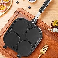 Vista 8 de Oumefar Waffle Maker - Sartén cuadrada para panqueques con 4 agujeros de doble cara con patrón de animales de dibujos animados, antiadherente
