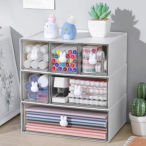 Miniatura 4 de VACONICO Organizador de escritorio apilable con 2 compartimentos, organizadores de cajones de escritorio para suministros de oficina, almacenamiento