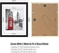 Vista 3 de Portarretratos de madera maciza negra de 11 x 14 pulgadas, enmarañado para mostrar fotos de 9 x 12 o 8 x 10 o 11 x 14 pulgadas, sin paspartú, marco