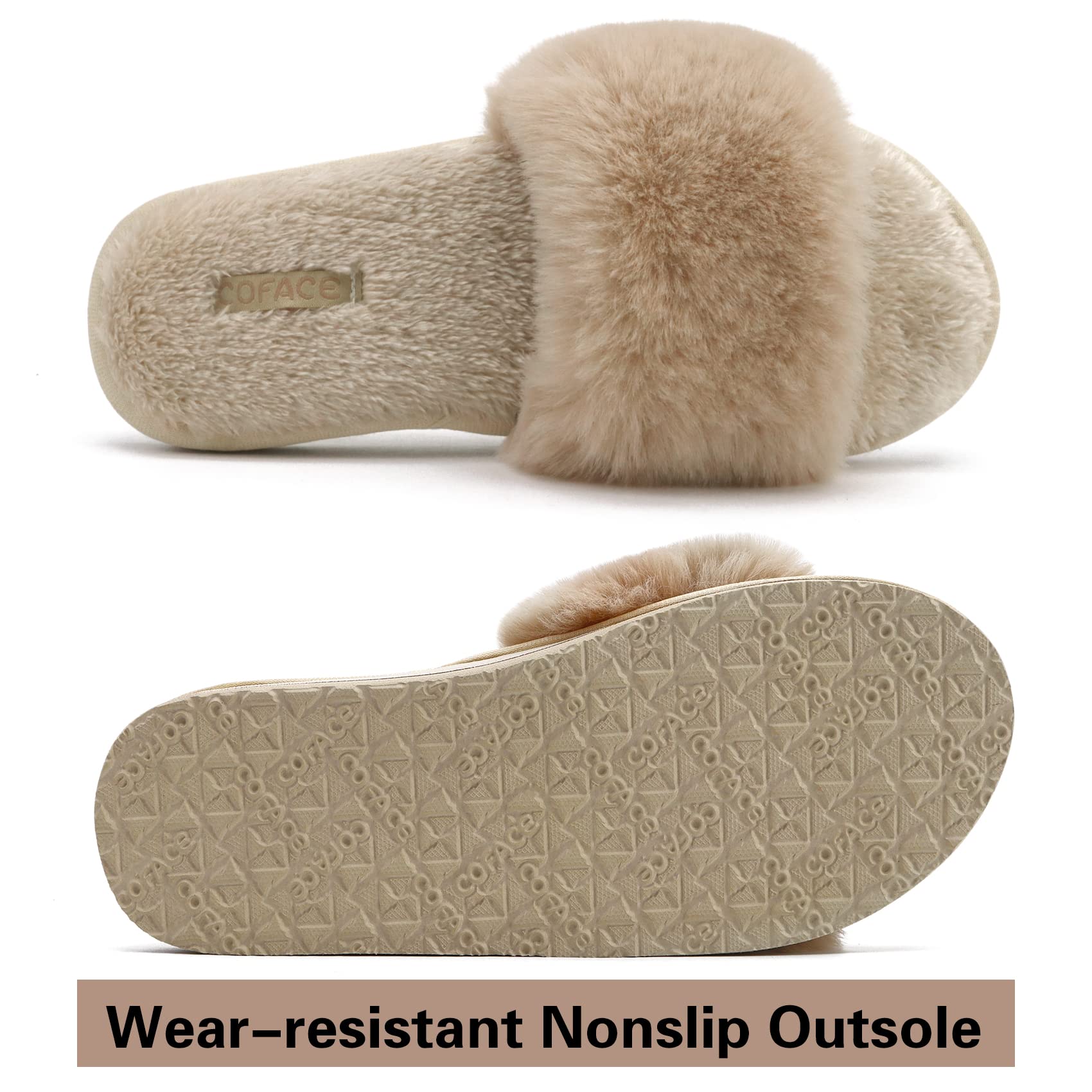 COFACE Pantofole Donna Scarpe da Casa Invernale Ciabatte Pelliccia Donne Peluche Pantofole da Interno