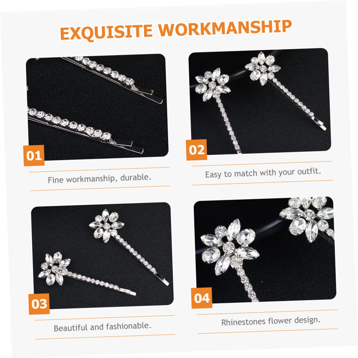 Healeved 10paare Rhinestone Haarnadeln Für Frauen Blüten-haarspangen Hochzeits-haaraccessoires Glänzende Haarklammern Für Besondere Anlässe Elegant Und Charmant Für Fotos Und Feiern
