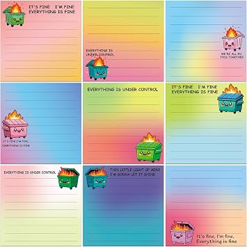 Dumpster Fire Sticky Notes - 9 PCS Funny Sticky Notes for Work, Dumpster on Fire Desk Accessories, Colorful Novelty To Do List Memo School Office Supplies Funny Gift for Coworker Teacher Student