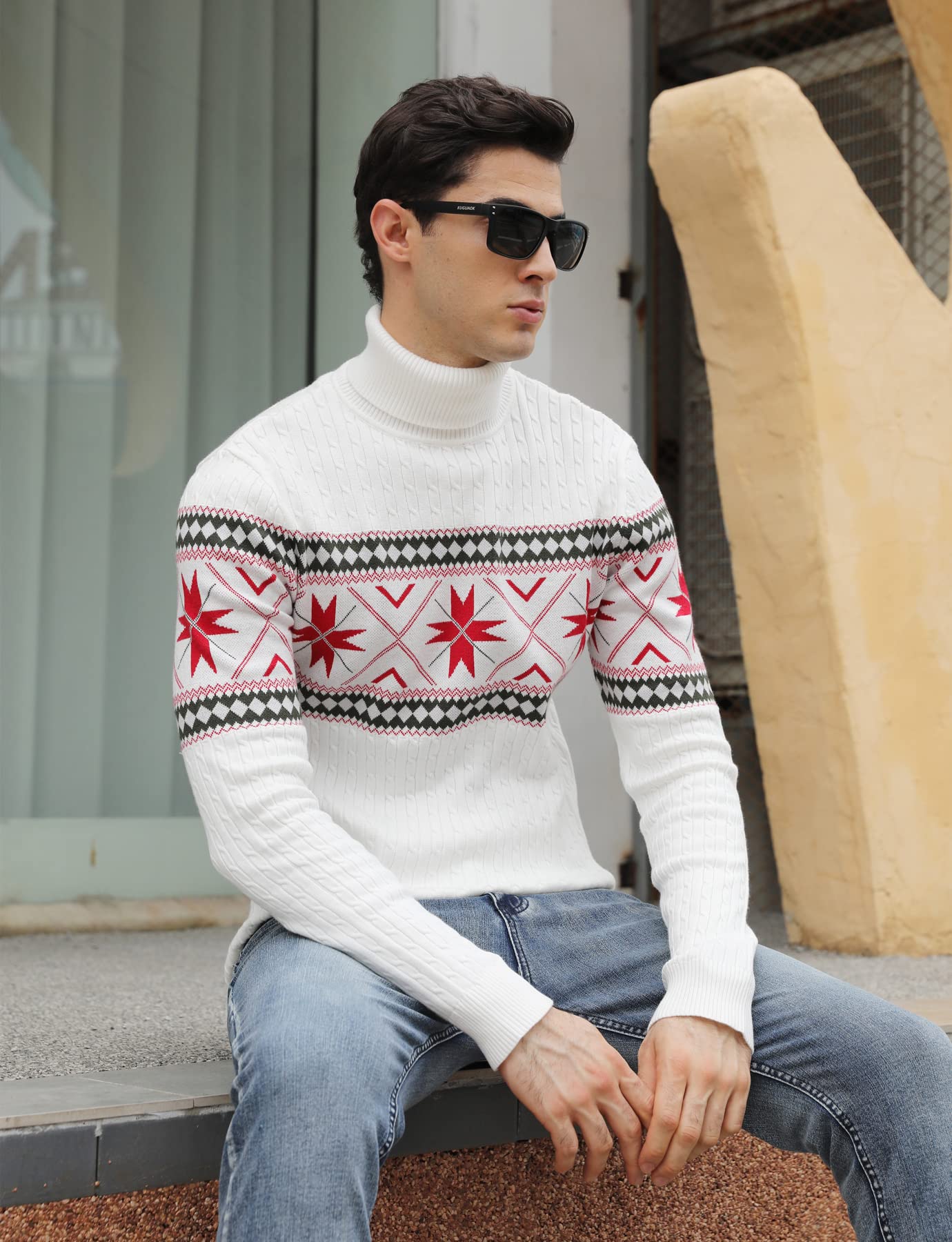 AIDEAONE Maglione Dolcevita da Uomo Maglione Casual a Costine Slim Fit a Maglia Collo Alto Pullover Dolcevita