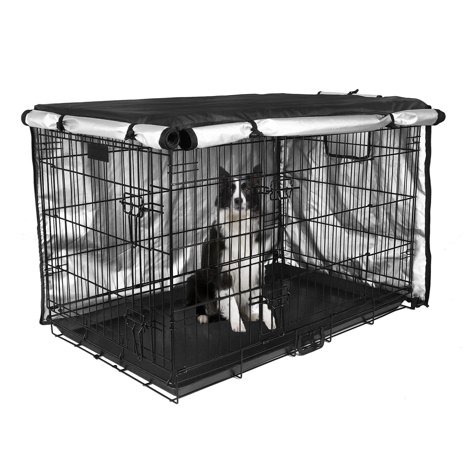 THE WHITE SHOP Dog Crate Cover - Double Door, Dog Kennel Indoor, Dog Kennel Cover with Air Vent Window, for Indoor/Outdoor Most Wire Dog Crate(Black)(Size:36IN)