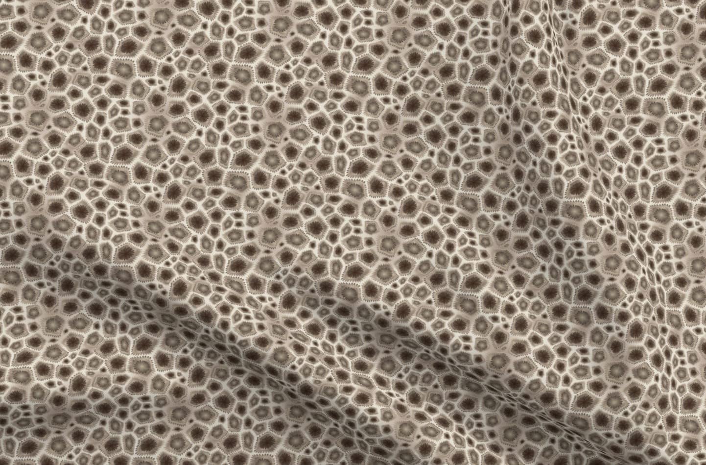 Spoonflower Fabric - Petoskey Stone Nature Abstract Geometric Earth Tones Printed on Petal Signature Cotton Fabric Fat Quarter - Sewing Quilting Apparel Crafts Decor