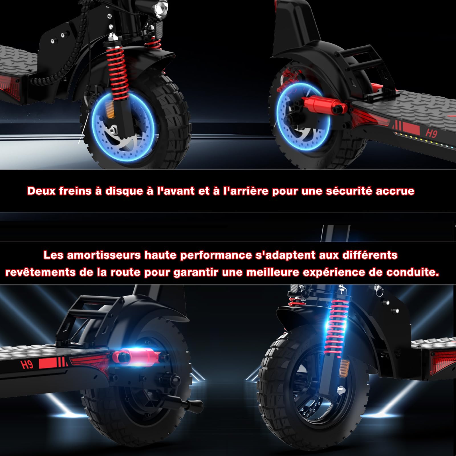 HITWAY Trottinette Electrique Adultes, Moteur 500W, Autonomie 90-110KM, APP, 10”Pneus sans Chambre à Air,Double Amortisseur, 15.6AH-27AH Batterie,3Modes de Vitesse, Vitesse de 25KM/H