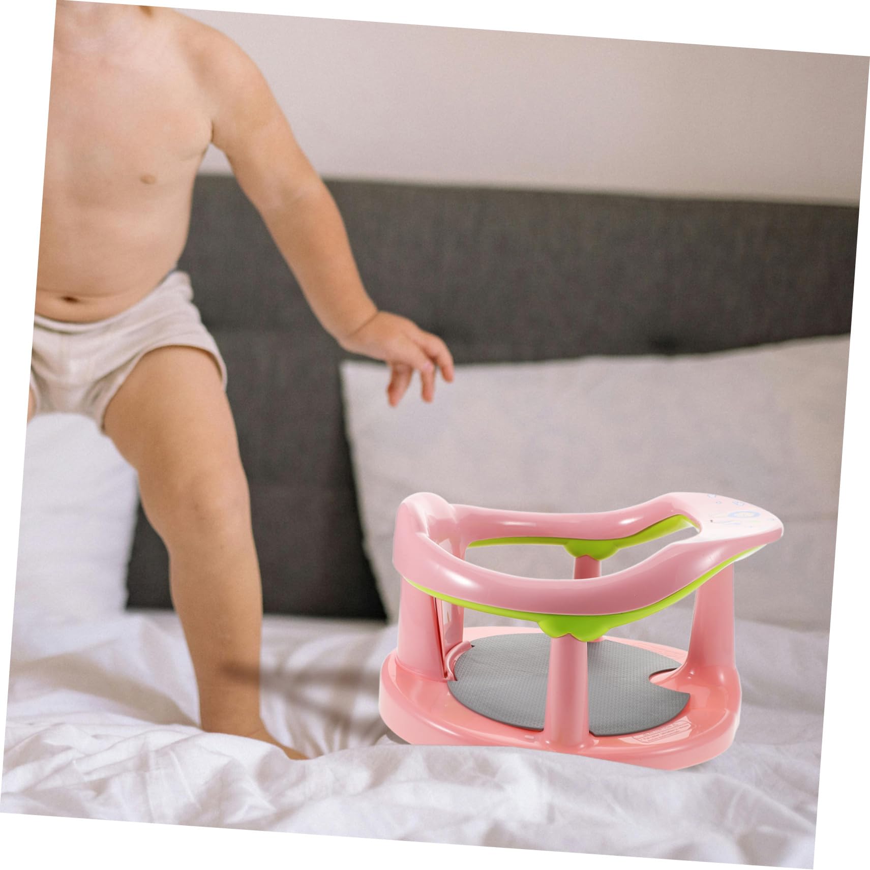 Kisangel Asiento de Baño para Ñiño Antideslizante de Pp y Tpr Cómodo para Recién Nacidos Respaldo, Adecuado para Baño Seguro y Confortable