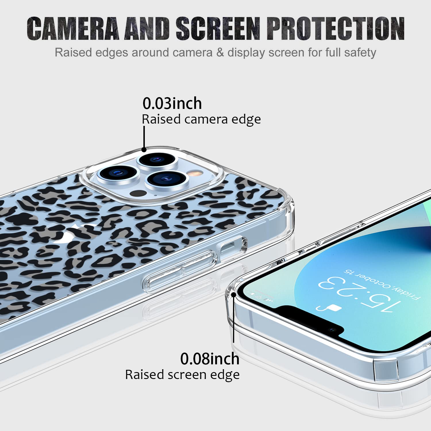 LUHOURI Custodia trasparente per iPhone 13 Pro Max con pellicola