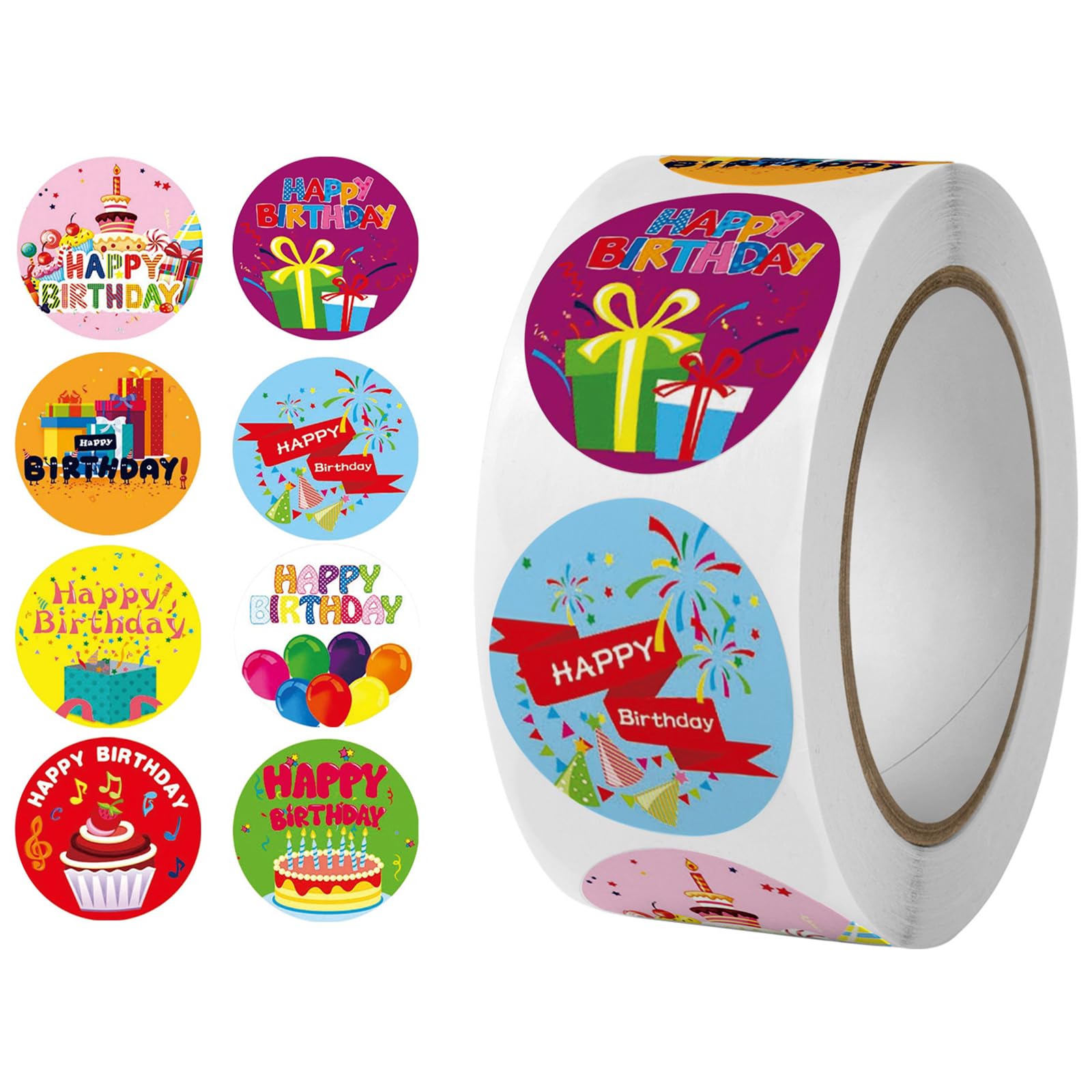 500 Piezas Pegatinas de Feliz Cumpleaños para Niños Happy Birthday Sticker Redondas Pegatinas Autoadhesivas de Sellado para Regalo de Cumpleaños Pegatina Decorativa de Sellado 25mm