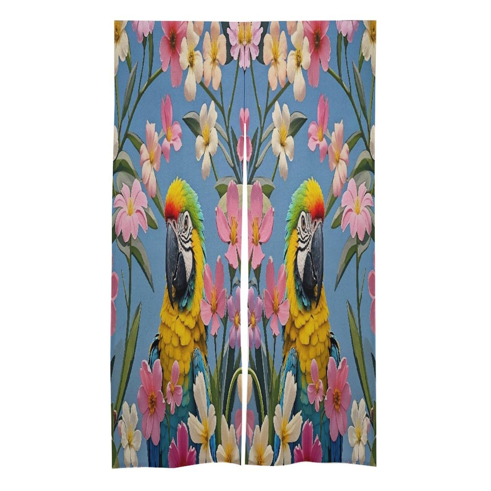 LZQPOEAS Lots of Flowers and Birds Door Curtain Treatment Door Tapestry Japanese Style Doorway Curtain Privacy Thermal Insulated Doorway Window Curtains for Home Restaurant Decor