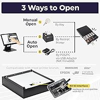 Vista 4 de Volcora Cajón electrónico de caja registradora para sistema de punto de venta (POS), 5 billetes/8 monedas, 16" con ranuras ajustables para monedas