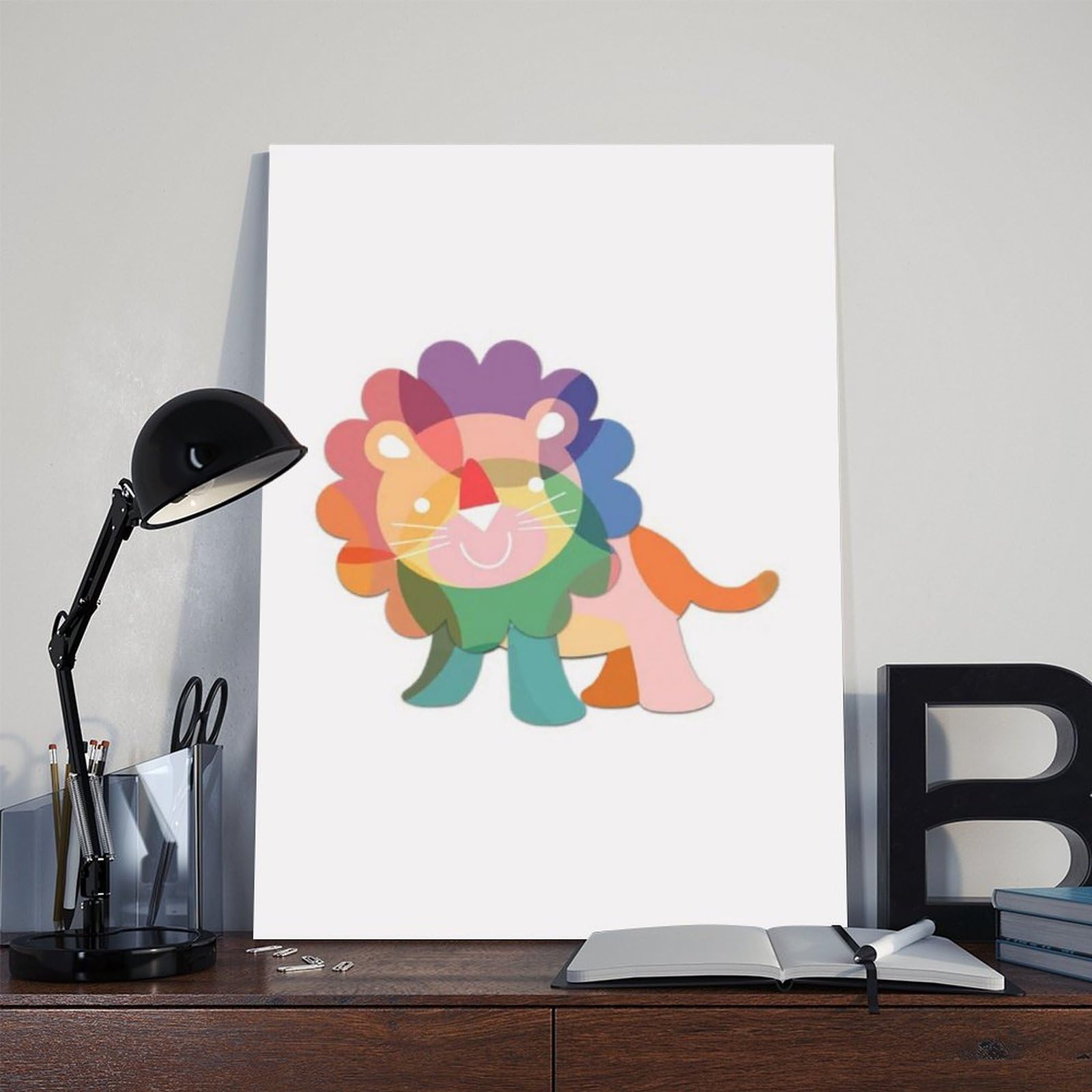 Ballon-Löwen-Farbdruck, Leinwand-Poster, Schlafzimmer, Dekoration, Landschaft, Büro, Raumdekoration, Geschenk, 61 cm L x 91,4 cm B