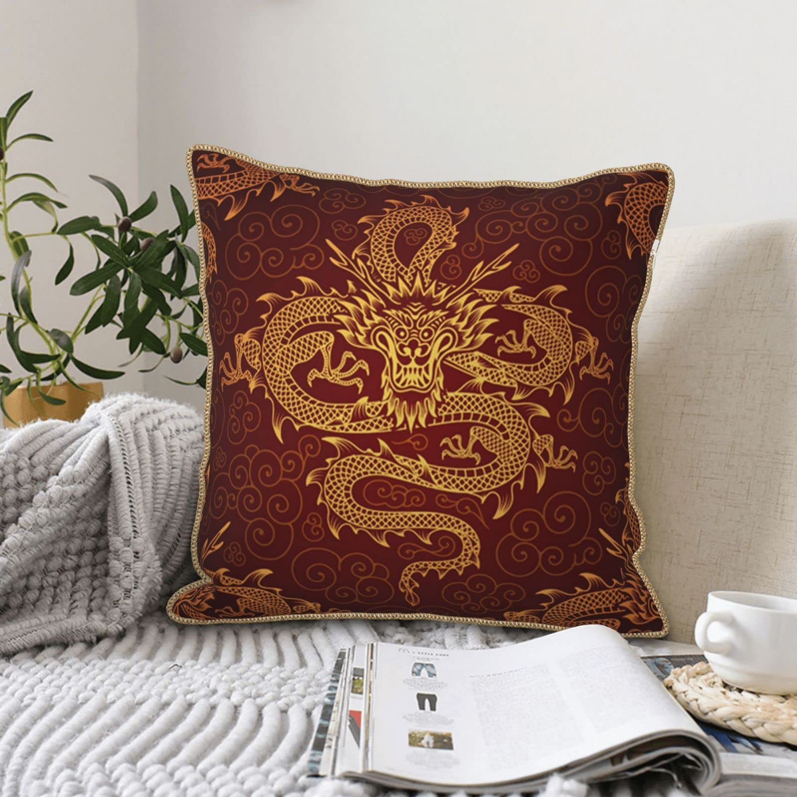 龍　クッション Amazon.co.jp: 中国文化龍 クッションカバー 18