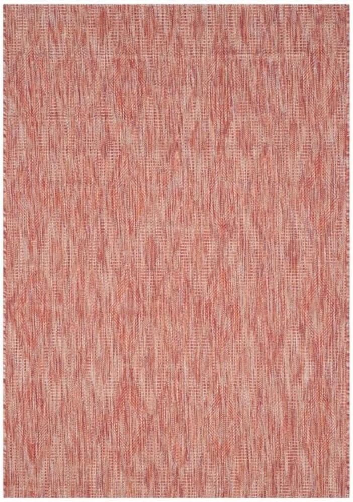 SAFAVIEH Washable Rug Outdoor Courtyard Collection - 6'7" Square, Red, Non-Shedding & Easy Cleaning, Ideal for Patio, Backyard, Mudroom (CY8522-36522)