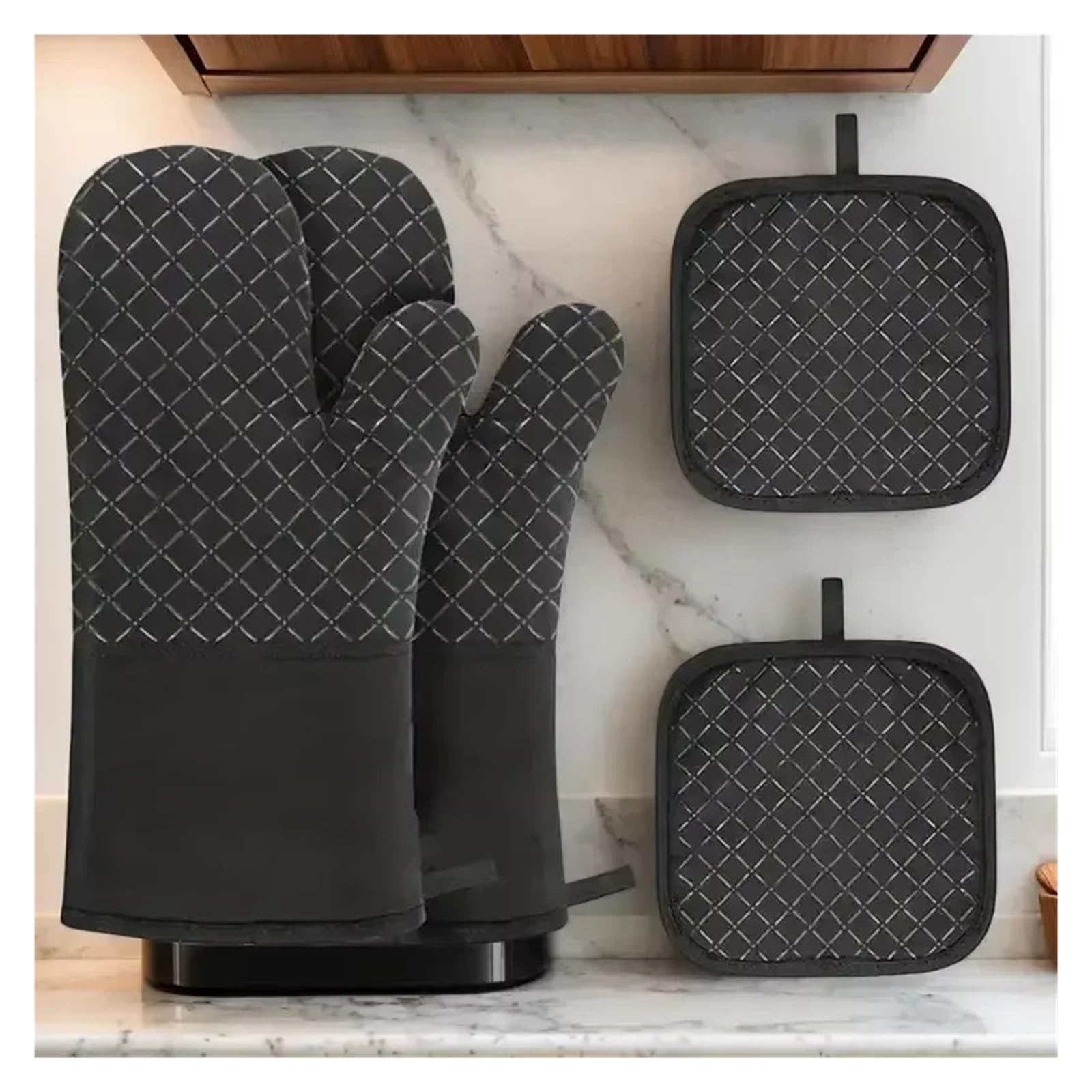 Genérico Guantes de Horno de algodón y Silicona, Guantes Antideslizantes
