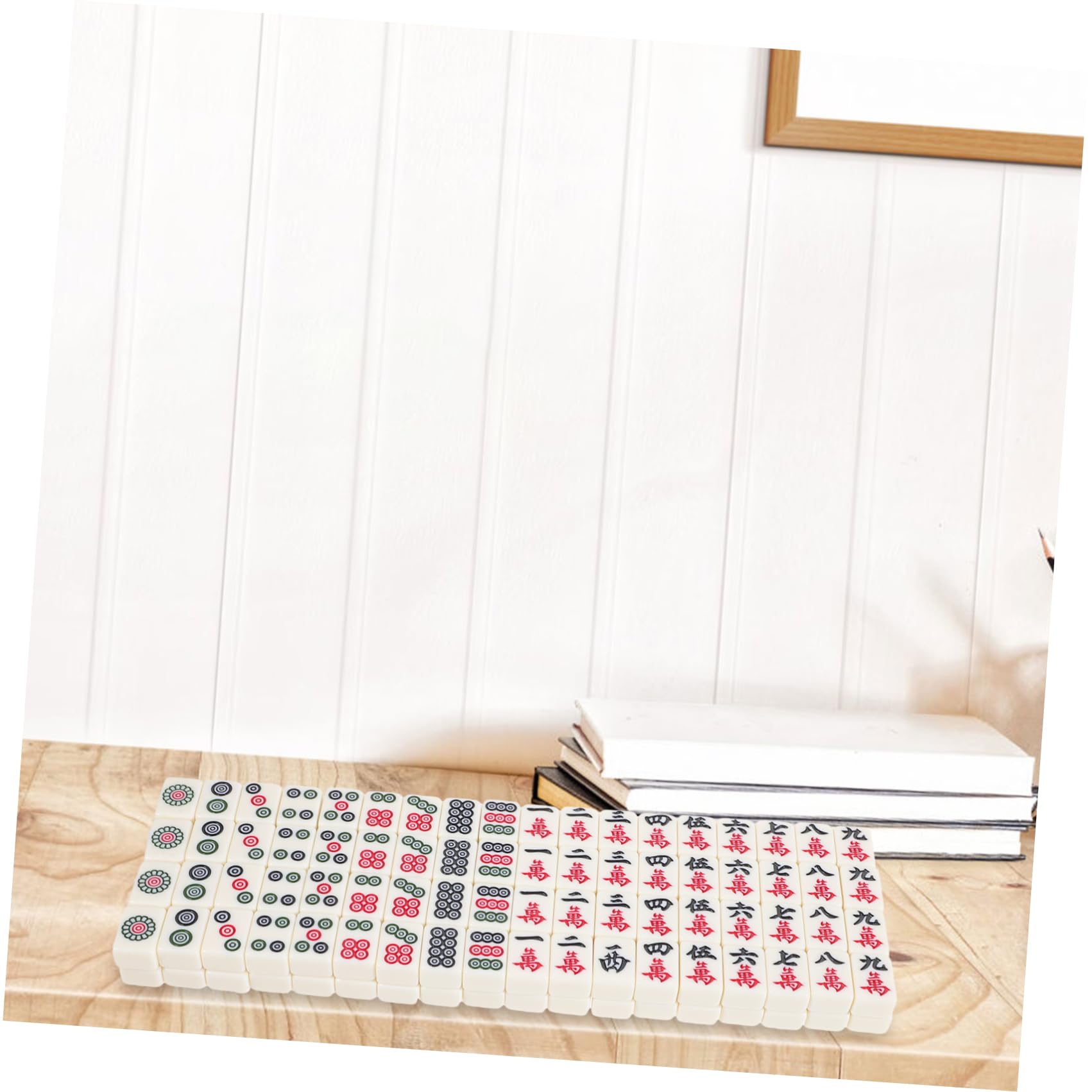 Reise Kleiner Mahjong Satz aus Melamin, 1 Satz, Kompakt | Klare Drucktechnik, Leicht zu Tragen, Komplett Ausgestattet, für Zuhause und Feiern, Kreative Ausführung