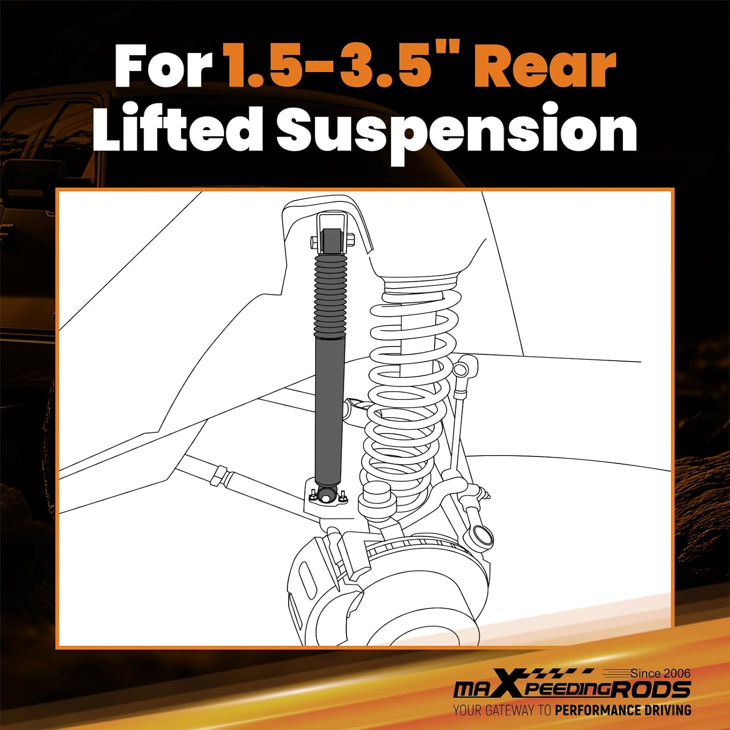 maXpeedingrods Fit 1.5-3.5" Lift Rear Shocks for Jeep Wrangler JL 4xe JL Unlimited 2018-2023 4WD