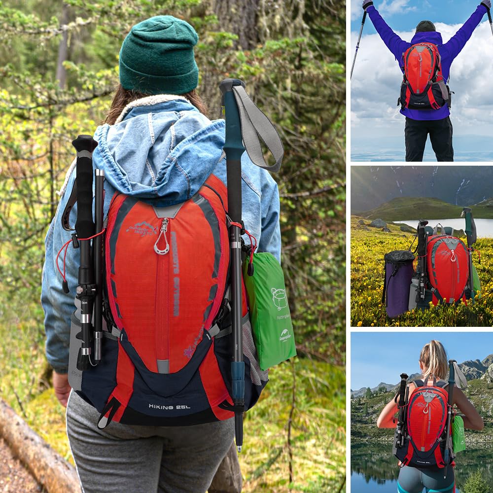 INOXTO - Mochila pequeña de senderismo con bolsa de agua de 2 litros y cubierta impermeable para la lluvia, mochila de hidratación de 25 L para viajes, ciclismo, camping, al aire libre